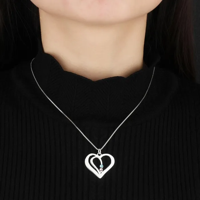 Necklaces Personalized 925 Sterling Silver Engraved Name Heart Birthstone Pendant Necklace Jewelry for Women customjewelryan