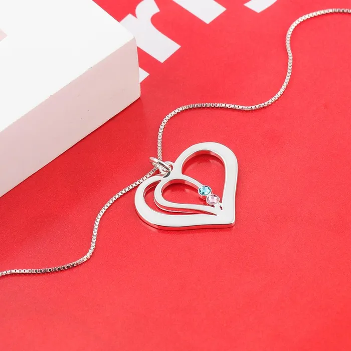 Necklaces Personalized 925 Sterling Silver Engraved Name Heart Birthstone Pendant Necklace Jewelry for Women customjewelryan