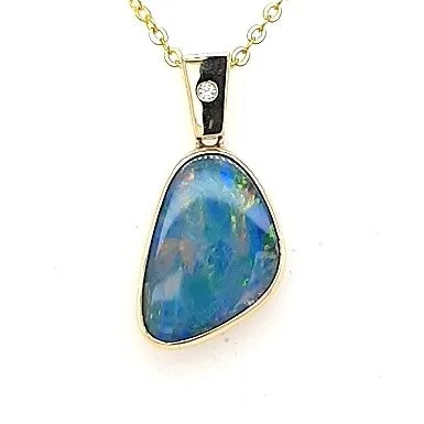 PreStyled Sets Australian Doublet Opal Pendant Set in 14K Yellow Gold Australian Opal Cutters