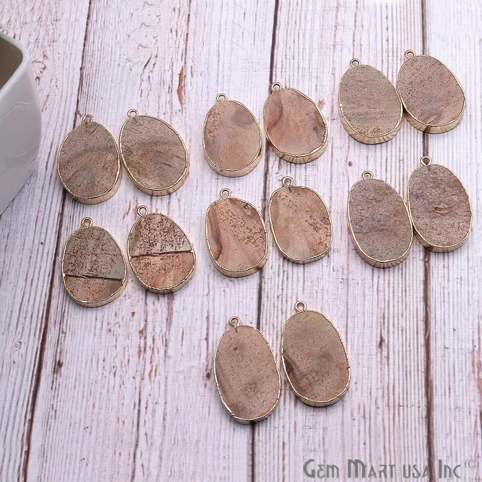PreStyled Sets DIY Picture Jasper 23x18mm Gold Electroplated Finding Earing Connector GemmartUSA PreStyled Sets DIY Picture Jasper 23x18mm Gold Electroplated Finding Earing Connector GemmartUSA