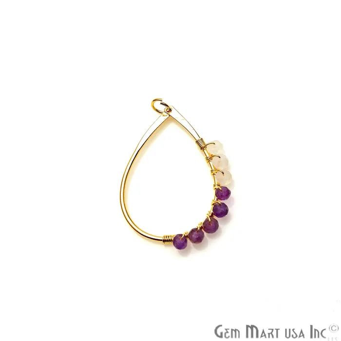 PreStyled Sets GemmartUSA DIY Rainbow Amethyst 34x26mm Gold Plated Wire Wrapped Connector