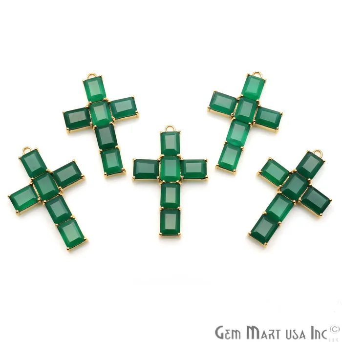 PreStyled Sets GemmartUSA Gemstone Cross 37x24mm Faceted Rectangle Prong Gold Plated Connector PreStyled Sets GemmartUSA Gemstone Cross 37x24mm Faceted Rectangle Prong Gold Plated Connector