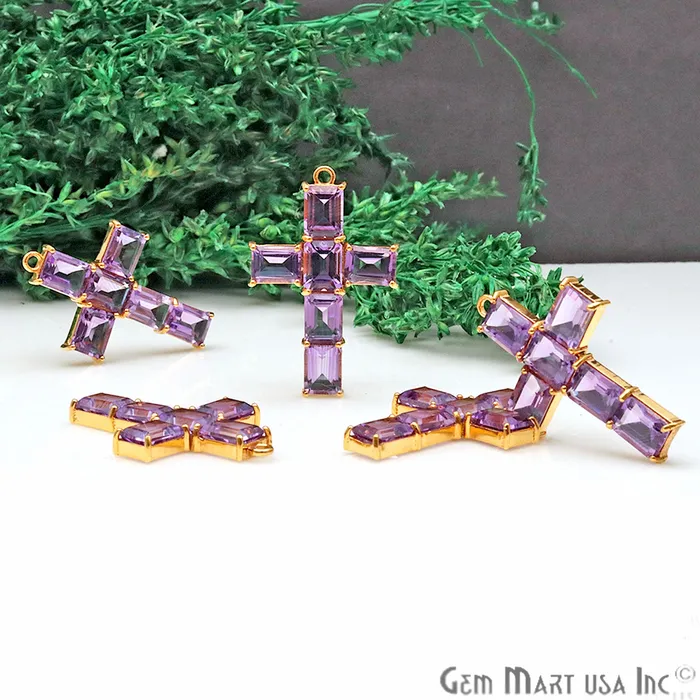 PreStyled Sets GemmartUSA Gemstone Cross 37x24mm Faceted Rectangle Prong Gold Plated Connector PreStyled Sets GemmartUSA Gemstone Cross 37x24mm Faceted Rectangle Prong Gold Plated Connector