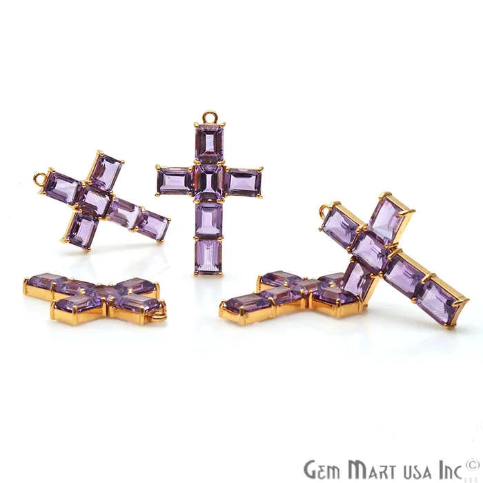 PreStyled Sets GemmartUSA Gemstone Cross 37x24mm Faceted Rectangle Prong Gold Plated Connector PreStyled Sets GemmartUSA Gemstone Cross 37x24mm Faceted Rectangle Prong Gold Plated Connector