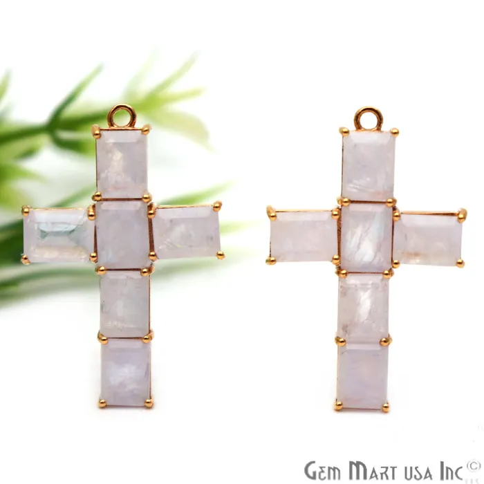 PreStyled Sets GemmartUSA Gemstone Cross 37x24mm Faceted Rectangle Prong Gold Plated Connector PreStyled Sets GemmartUSA Gemstone Cross 37x24mm Faceted Rectangle Prong Gold Plated Connector
