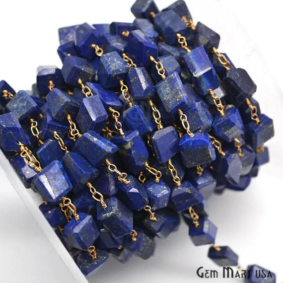 PreStyled Sets GemmartUSA Lapis Lazuli 10x8mm Gold Plated Beads Rosary Chain