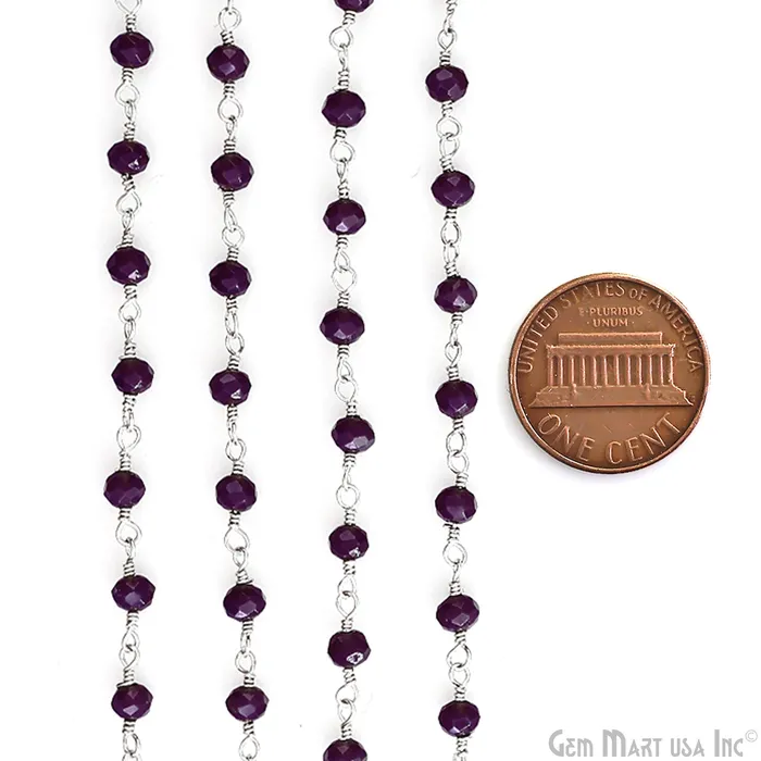Purple Jade 4mm Faceted Beads Silver Wire Wrapped Rosary GemMartUSA Rings Purple Jade 4mm Faceted Beads Silver Wire Wrapped Rosary GemMartUSA Rings