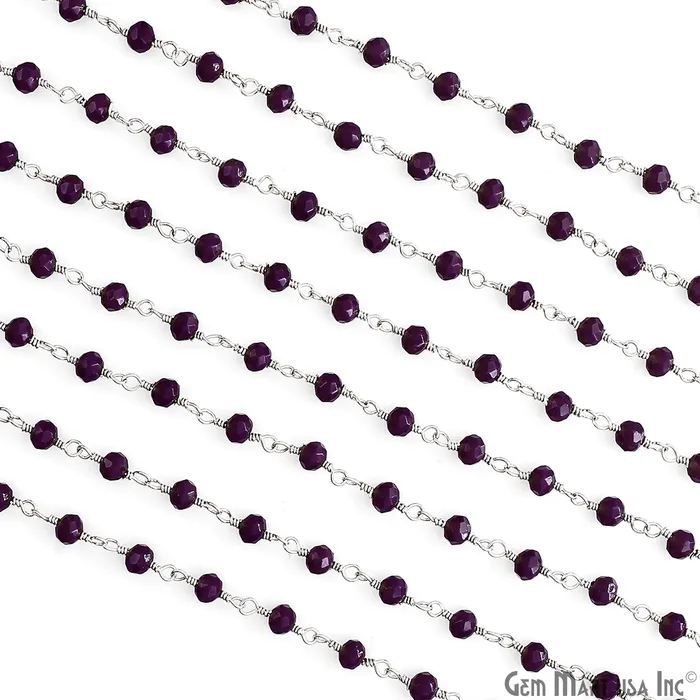Purple Jade 4mm Faceted Beads Silver Wire Wrapped Rosary GemMartUSA Rings Purple Jade 4mm Faceted Beads Silver Wire Wrapped Rosary GemMartUSA Rings