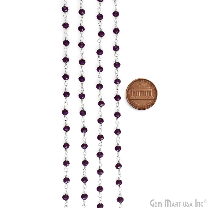 Purple Jade 4mm Faceted Beads Silver Wire Wrapped Rosary GemMartUSA Rings Purple Jade 4mm Faceted Beads Silver Wire Wrapped Rosary GemMartUSA Rings
