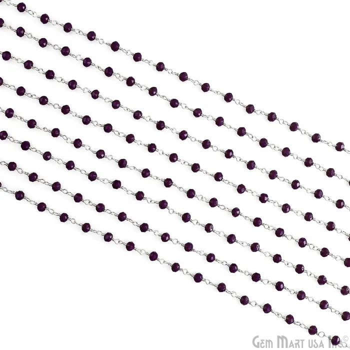 Purple Jade 4mm Faceted Beads Silver Wire Wrapped Rosary GemMartUSA Rings Purple Jade 4mm Faceted Beads Silver Wire Wrapped Rosary GemMartUSA Rings