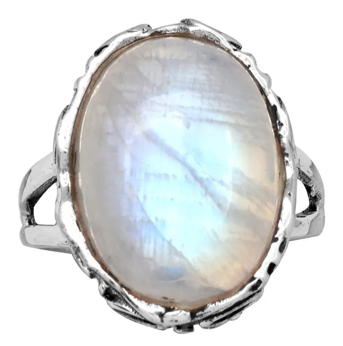 Rainbow Moonstone Solid 925 Sterling Silver Ring Jewelry YoTreasure Rings