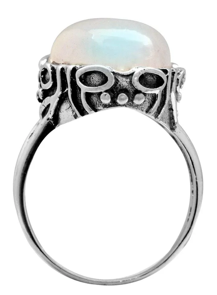 Rainbow Moonstone Solid 925 Sterling Silver Ring Jewelry YoTreasure Rings