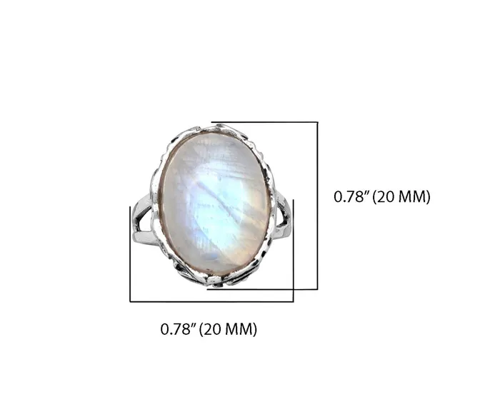 Rainbow Moonstone Solid 925 Sterling Silver Ring Jewelry YoTreasure Rings