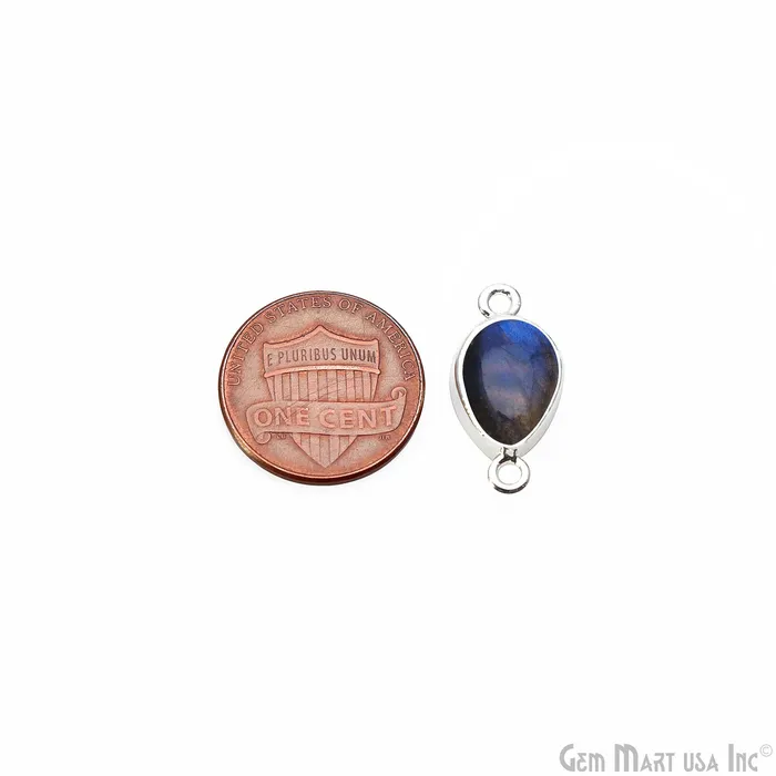 Rings Flashy Labradorite 21x10mm Cabochon Pears Double Bail Silver Electroplated Gemstone Connector GemmartUSA