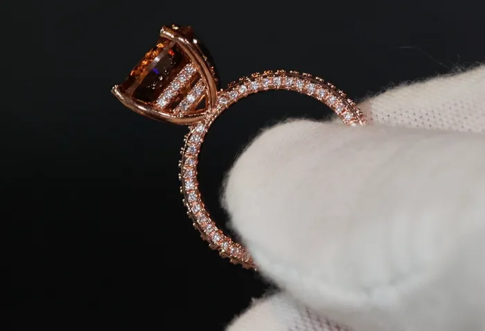 Rings Lab Diamonds London Big Carat Engagement Ring Rose Gold Engagement Ring Champagne Diamond Engagement Ring