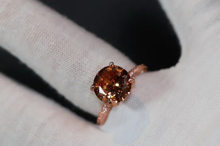 Rings Lab Diamonds London Big Carat Engagement Ring Rose Gold Engagement Ring Champagne Diamond Engagement Ring