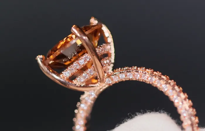 Rings Lab Diamonds London Big Carat Engagement Ring Rose Gold Engagement Ring Champagne Diamond Engagement Ring