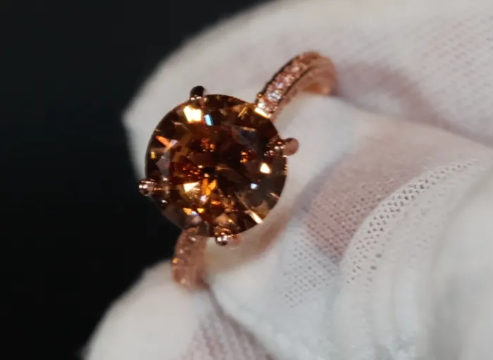 Rings Lab Diamonds London Big Carat Engagement Ring Rose Gold Engagement Ring Champagne Diamond Engagement Ring