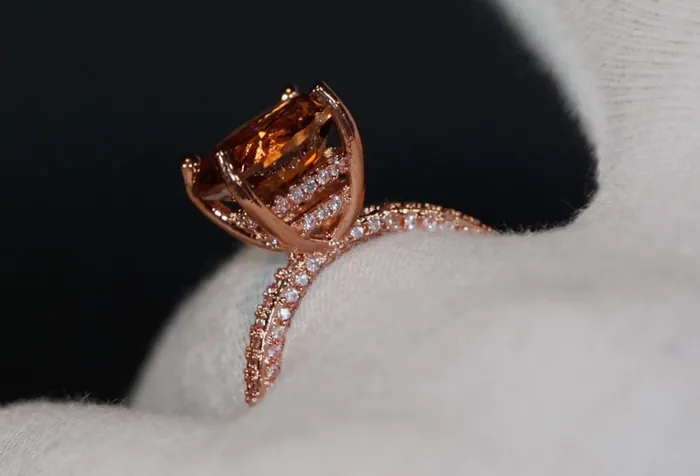 Rings Lab Diamonds London Big Carat Engagement Ring Rose Gold Engagement Ring Champagne Diamond Engagement Ring