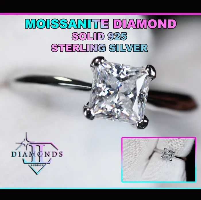 Rings Lab Diamonds London Princess Cut Moissanite Diamond Engagement Ring Moissanite Diamond Wedding Ring