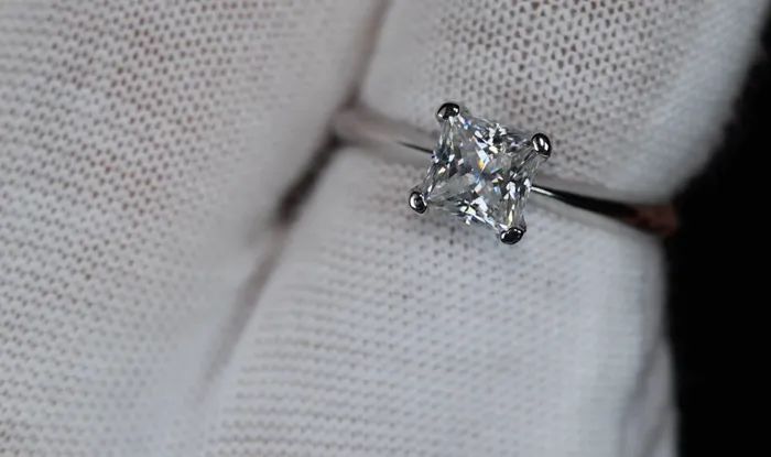 Rings Lab Diamonds London Princess Cut Moissanite Diamond Engagement Ring Moissanite Diamond Wedding Ring