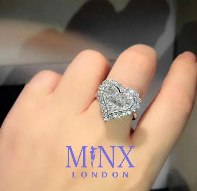 Rings Minx London Baguette ring diamond heart ring Eternity ring heart shaped ring friendship ring engagement ring Diamond Heart Ring Bling Ring