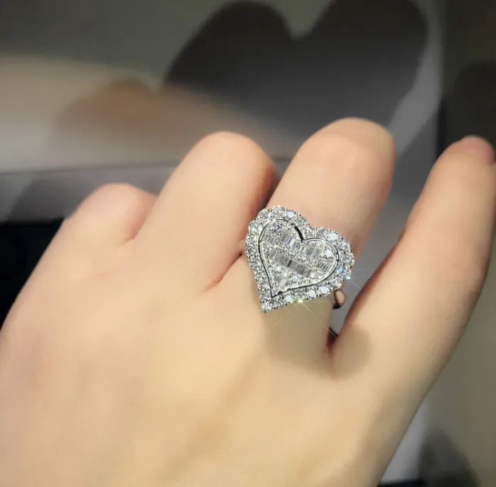 Rings Minx London Baguette ring diamond heart ring Eternity ring heart shaped ring friendship ring engagement ring Diamond Heart Ring Bling Ring