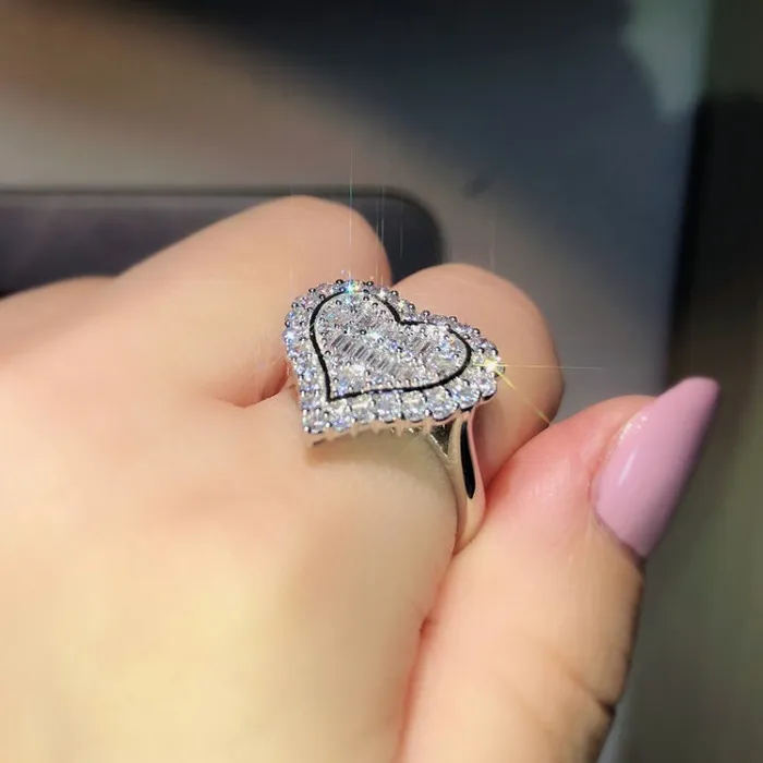 Rings Minx London Baguette ring diamond heart ring Eternity ring heart shaped ring friendship ring engagement ring Diamond Heart Ring Bling Ring