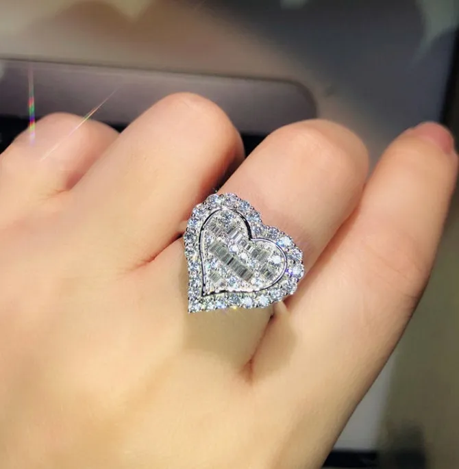 Rings Minx London Baguette ring diamond heart ring Eternity ring heart shaped ring friendship ring engagement ring Diamond Heart Ring Bling Ring