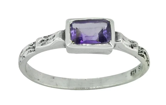 Rings Natural Amethyst Solid 925 Sterling Silver Ring Jewelry YoTreasure
