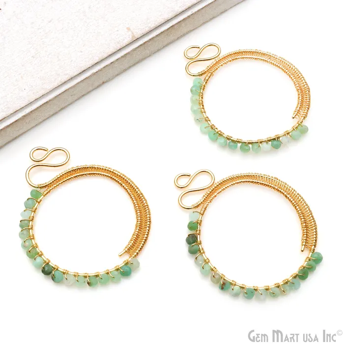 Round Hoop Beaded 62x49mm Gold Wire Wrapped Jewelry Connector GemMartUSA Earrings