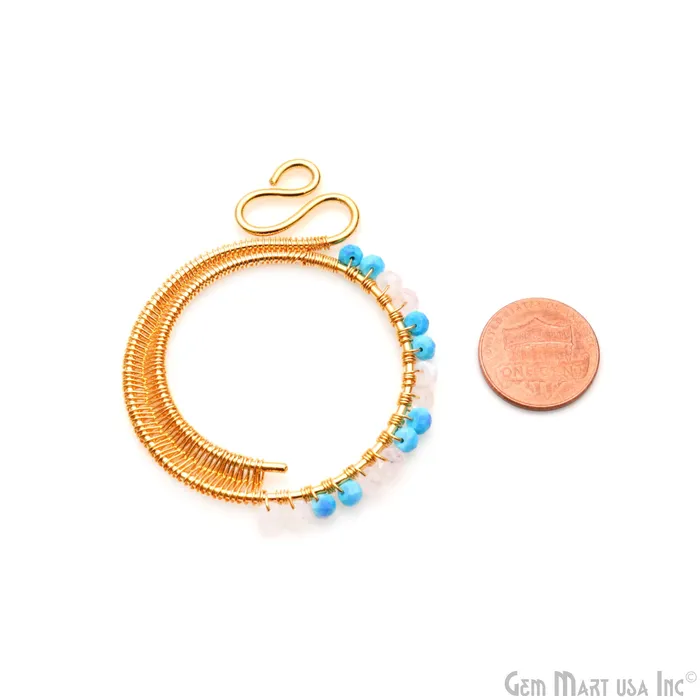 Round Hoop Beaded 62x49mm Gold Wire Wrapped Jewelry Connector GemMartUSA Earrings