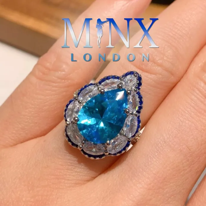 Teardrop Ring Blue Diamond Ring Blue Diamond Engagement Ring ML Rings