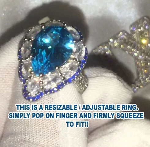 Teardrop Ring Blue Diamond Ring Blue Diamond Engagement Ring ML Rings