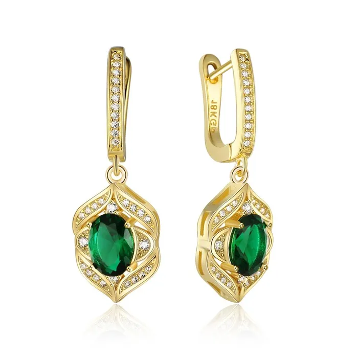 Trendy Green Cubic Zirconia Dangle Drop Earrings Classic Jewelry for Women Personalized Jewel Earrings