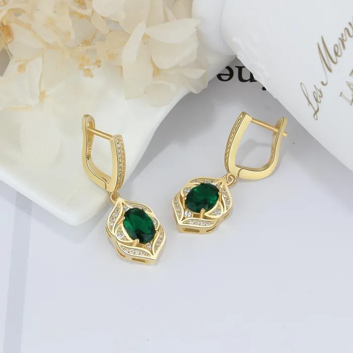 Trendy Green Cubic Zirconia Dangle Drop Earrings Classic Jewelry for Women Personalized Jewel Earrings