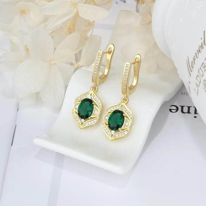 Trendy Green Cubic Zirconia Dangle Drop Earrings Classic Jewelry for Women Personalized Jewel Earrings