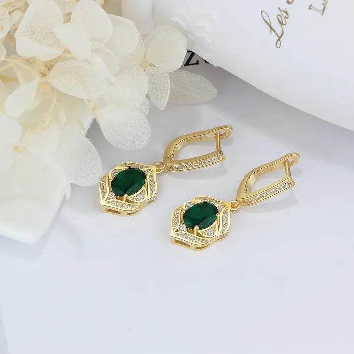 Trendy Green Cubic Zirconia Dangle Drop Earrings Classic Jewelry for Women Personalized Jewel Earrings