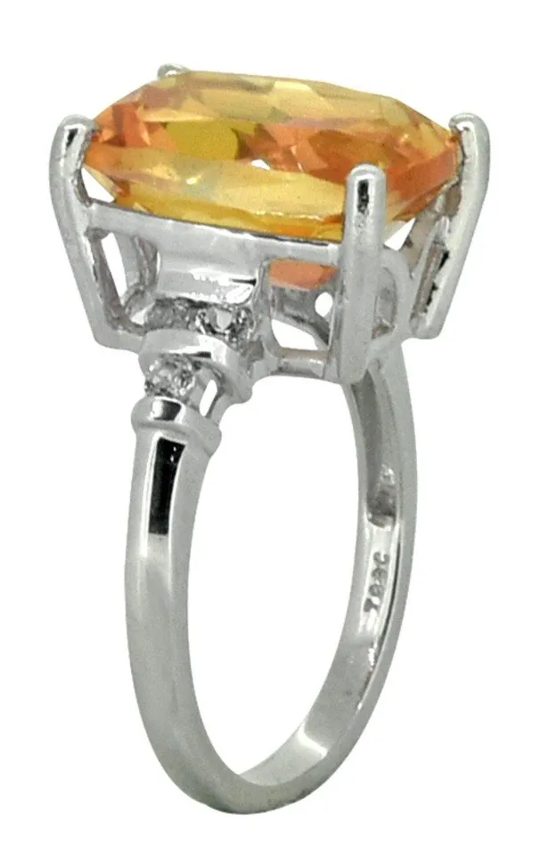 YoTreasure Coated Orange Quartz White Topaz Solid 925 Sterling Silver Ring Jewelry Rings