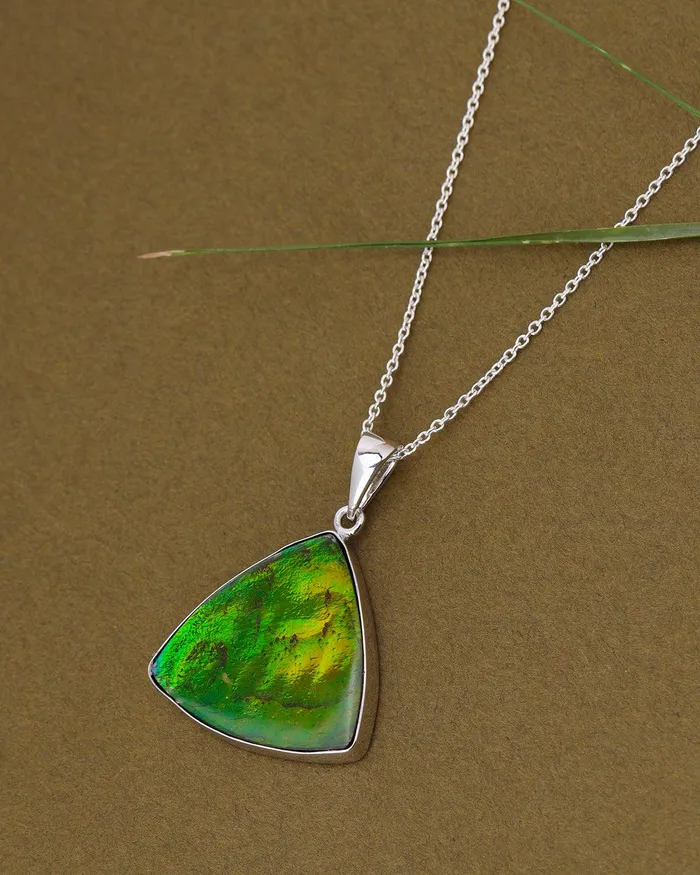 YoTreasure Necklaces 2060 Ct Ammolite 925 Sterling Silver Necklace Pendant Jewelry