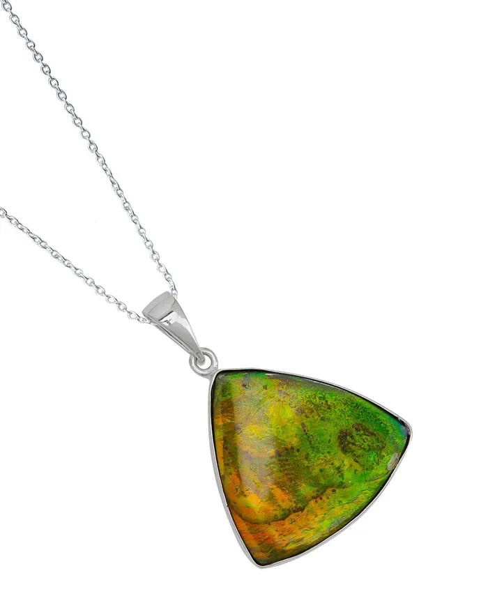 YoTreasure Necklaces 2060 Ct Ammolite 925 Sterling Silver Necklace Pendant Jewelry